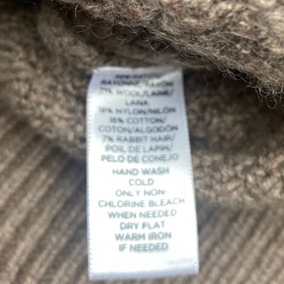 Ann Taylor LOFT Brown Taupe Wool Blend Cable Knit Pullover Sweater M - Picture 9 of 10